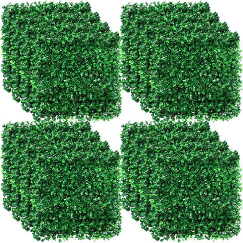 Omldggr ألواح خشب البقس الاصطناعي، 12 حزمة من العشب الاصطناعي مقاس 10 × 10 بوصة لوحة جدارية من العشب الصناعي مع روابط بسحاب للحدائق والأسوار والساحات الخلفية وديكور الحائط الداخلي in Kuwait