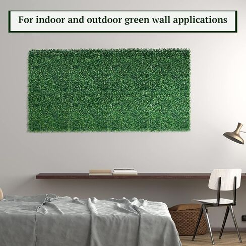 Omldggr ألواح خشب البقس الاصطناعي، 12 حزمة من العشب الاصطناعي مقاس 10 × 10 بوصة لوحة جدارية من العشب الصناعي مع روابط بسحاب للحدائق والأسوار والساحات الخلفية وديكور الحائط الداخلي in Kuwait