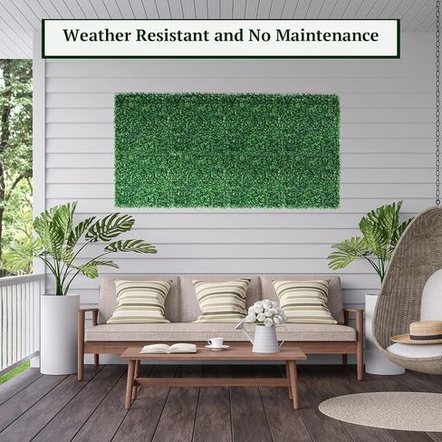 Omldggr ألواح خشب البقس الاصطناعي، 12 حزمة من العشب الاصطناعي مقاس 10 × 10 بوصة لوحة جدارية من العشب الصناعي مع روابط بسحاب للحدائق والأسوار والساحات الخلفية وديكور الحائط الداخلي in Kuwait