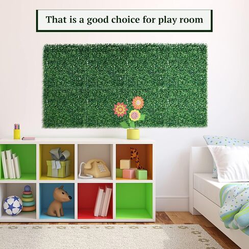 Omldggr ألواح خشب البقس الاصطناعي، 12 حزمة من العشب الاصطناعي مقاس 10 × 10 بوصة لوحة جدارية من العشب الصناعي مع روابط بسحاب للحدائق والأسوار والساحات الخلفية وديكور الحائط الداخلي in Kuwait