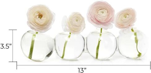 CHIVE ‘Caterpillar’ Bubble Bud Vase for Centerpieces — 4 Hole Multi Chamber Clear Glass Flower Vase for Short Flowers — Large, 13" Long in Saudi Arabia