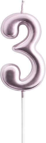 eusbon 1st Birthday Candle, 2.76" Big Size Number Candle for Cake Decoration, Birthday Party, Wedding Anniversary, Rose Gold (Number 1) in Saudi Arabia