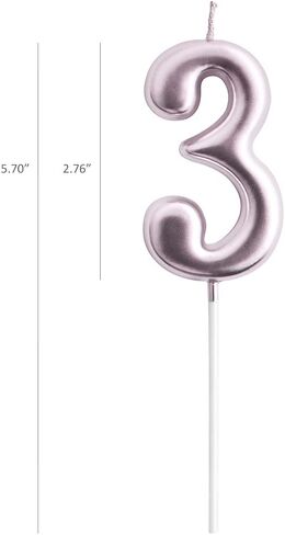 eusbon 1st Birthday Candle, 2.76" Big Size Number Candle for Cake Decoration, Birthday Party, Wedding Anniversary, Rose Gold (Number 1) in Saudi Arabia