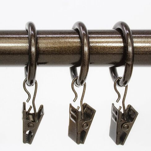 Chicology Clip Rings, Fits Rods 3/4-in. Diameter, Curtain & Drapery Hardware, Essential Bronze - Pack of 12 in Saudi Arabia