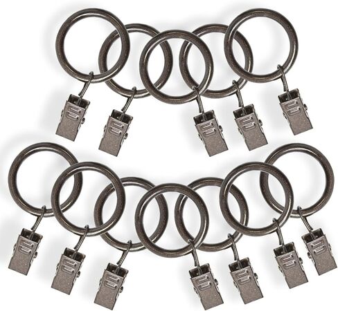 Chicology Clip Rings, Fits Rods 3/4-in. Diameter, Curtain & Drapery Hardware, Essential Bronze - Pack of 12 in Saudi Arabia