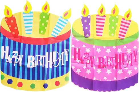غطاء كرسي 2 كعكة عيد ميلاد سعيد مع تصميم الشموع (ولد وبنات) in Kuwait