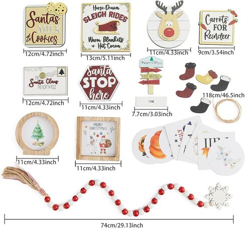 قطعتان من ديكور صينية عيد الميلاد المتدرج، مجموعة ديكور عيد الميلاد المتدرج، ديكور صينية متدرجة، لافتات خشبية لعيد الميلاد، زينة عيد الميلاد، ديكور عطلة رأس السنة الجديدة in Kuwait