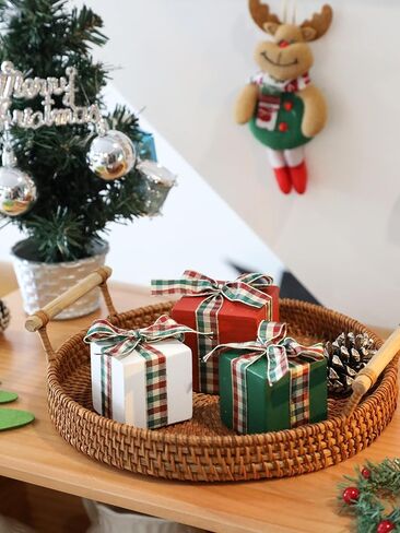 مجموعة ديكور صينية متدرجة لعيد الميلاد مكونة من 3 قطع خشبية صغيرة تقدم هدية صغيرة لديكور طاولة عيد الميلاد وديكور الرف (جاموس منقوش 2) in Kuwait