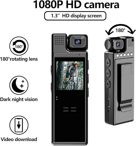 EACTEL 1.3 in Screen Recorder，OTG Function, Motion Detection, Infrared Night Vision, Loop Recording, Automatic Save, 10 Hour Recording,Law Enforcement Investigation, Meeting in Kuwait