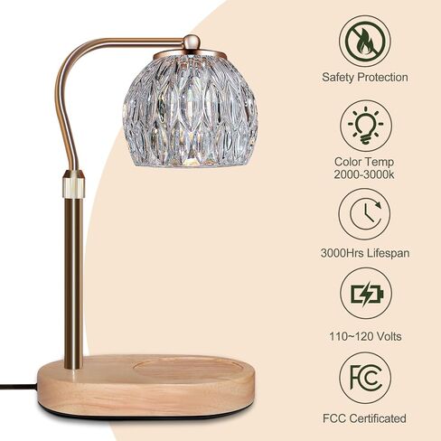 Candle Warmer Lamp, Candle Lamp Warmer with Timer & Dimmer, Electric Candle Warmer with 2 Bulbs, Height Adjustable Candle Melter Light for Scented Wax, Bedroom Decor Candle Light with Glass Shade. in Saudi Arabia