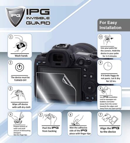 IPG For Canon EOS 250D / Rebel SL3 DSLR Camera Screen Protector (2 Units) Invisible Screen Guard - HD Quality/Self-Healing/Bubble -Free for 250D in Saudi Arabia