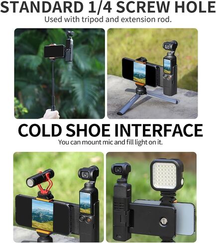 Sinyutia Phone Extended Holder Clip for DJI Osmo Pocket 3 Camera, Pocket 3 Camera Handle Extension Frame Adapter with Filters Storage Case, 1/4"Thread Screw,Cold Shoe for OSMO Pocket 3 in Saudi Arabia