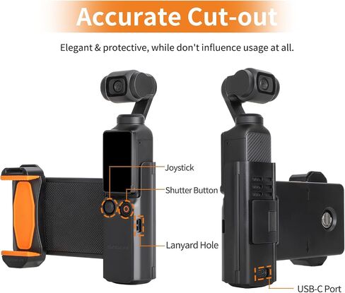 Sinyutia Phone Extended Holder Clip for DJI Osmo Pocket 3 Camera, Pocket 3 Camera Handle Extension Frame Adapter with Filters Storage Case, 1/4"Thread Screw,Cold Shoe for OSMO Pocket 3 in Saudi Arabia