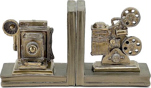 Bellaa Decorative Bookends Vintage Camera Projector Book Ends Statues Office Library Bookshelves Support Artist Designer Photographer Art Director Creative Gifts Antiques Boho Farmhouse Home Decor in Saudi Arabia