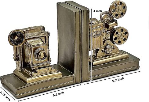 Bellaa Decorative Bookends Vintage Camera Projector Book Ends Statues Office Library Bookshelves Support Artist Designer Photographer Art Director Creative Gifts Antiques Boho Farmhouse Home Decor in Saudi Arabia