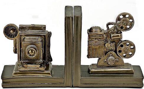 Bellaa Decorative Bookends Vintage Camera Projector Book Ends Statues Office Library Bookshelves Support Artist Designer Photographer Art Director Creative Gifts Antiques Boho Farmhouse Home Decor in Saudi Arabia