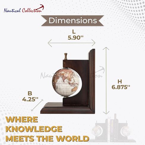NAUTICAL COLLECTION | Decorative Vintage Globe Bookends for Office, Kitchen, Living Room, Home Décor and Gift Item,Book Selves Holder Vintage Style Bookend in Kuwait