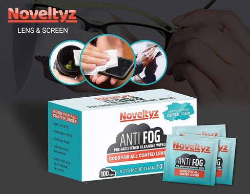 مناديل مبللة مضادة للضباب لتنظيف عدسات النظارات، مبللة مسبقًا، 100 قطعة قماش مغلفة بشكل فردي يمكن مسحها لتنظيف النظارات الشمسية وشراشف الإلكترونيات وشاشات الكمبيوتر وعدسات الكاميرا والمناديل المبللة in Kuwait
