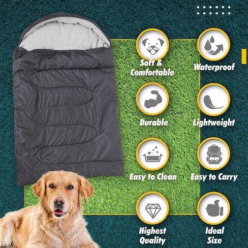 Outrav Dog Sleeping Bag - Camping Dog Bed - Extra Durable Waterproof Dog Sleeping Bag Bed - Packable Dog Bed for Camping, Hiking, Cottage and Beach – Portable Dog Bed with Stuff Sack (Gray) in Saudi Arabia