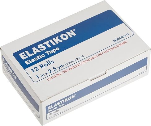 Johnson & Johnson Elastikon Elastic Tape, 1" x 2.5 Yards, (1" x 5 Yards Stretched), Reliable Compression for Support of Sprains, Strains, and Muscle Injuries, Case of 12 Rolls in Saudi Arabia