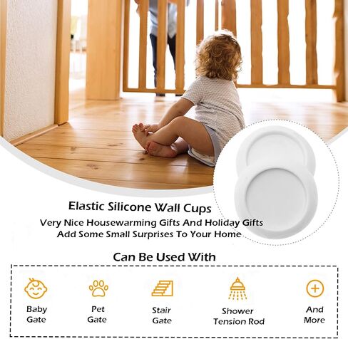 Baby gate Wall Protector Protect Walls from Pet Gates & Dog Gates， for Baby gate for Stairs for Child Pressure Mounted Baby Gate for Stairs Cup Guard White, 4 Pack in Saudi Arabia