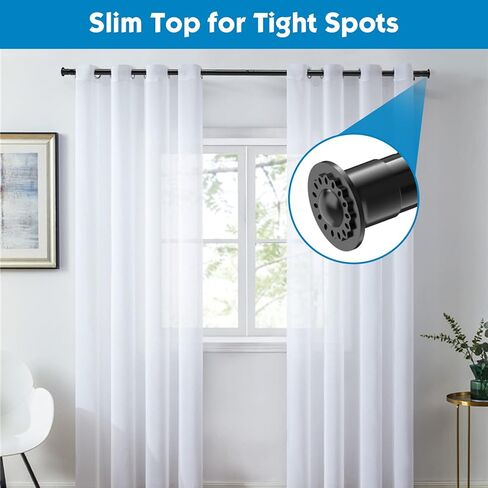 Curtain Rods 28 to 44 Inch, 1 1/8 Inch Diameter Black Curtain Rods Set Heavy Duty Splicing Drapery Rod with Adjustable Brackets for Bedroom, Living Room, Kitchen in Kuwait