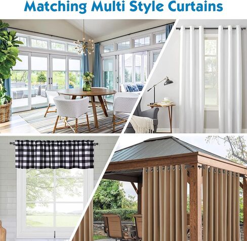 Curtain Rods 28 to 44 Inch, 1 1/8 Inch Diameter Black Curtain Rods Set Heavy Duty Splicing Drapery Rod with Adjustable Brackets for Bedroom, Living Room, Kitchen in Kuwait