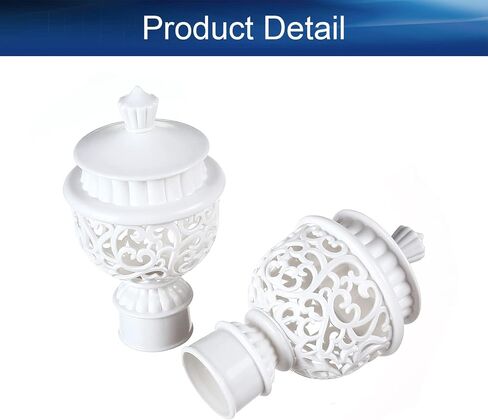 Bettomshin 4 قطع ارتفاع 115 مم غطاء قضيب ستارة النافذة نهائيات، بلاستيك مجوف عتيق لقضيب ضياء 1 بوصة للسرير بعد النهاية، نهائيات قضيب الستارة، الجزء العلوي من سارية العلم، الحرف البيضاء in Kuwait
