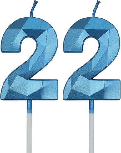 شموع عيد الميلاد الثاني والعشرون للكيك، رقم وردي 22 شمعة ثلاثية الأبعاد على شكل ألماس مستلزمات حفلات أعياد الميلاد للفتيات والفتيان والنساء والرجال in Saudi Arabia