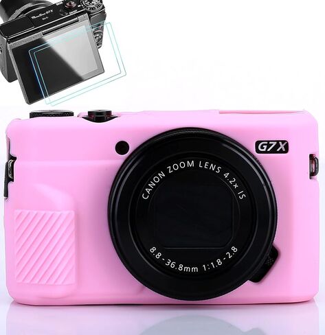 Pocoukate Camera Body Case for Canon G7X /G7X Mark II/Mark III Silicone Case Cover with Optical 9H Hardness 0.3mm Ultra-Thin DSLR Camera Screen Protector in Saudi Arabia