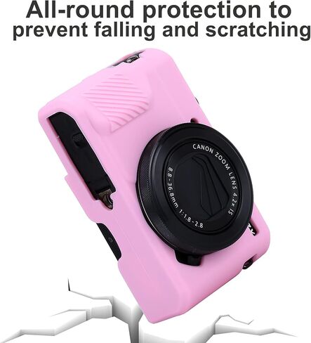 Pocoukate Camera Body Case for Canon G7X /G7X Mark II/Mark III Silicone Case Cover with Optical 9H Hardness 0.3mm Ultra-Thin DSLR Camera Screen Protector in Saudi Arabia