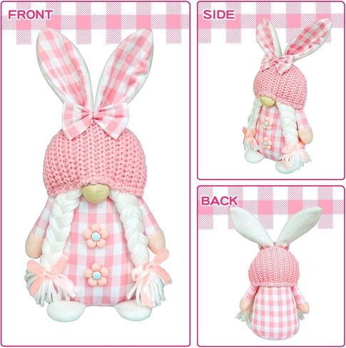 Easter Bunny Gnome - Handmade Gnome Faceless Plush Doll, Gift for Girl Room Decor and Indoor Spring Decor in Kuwait