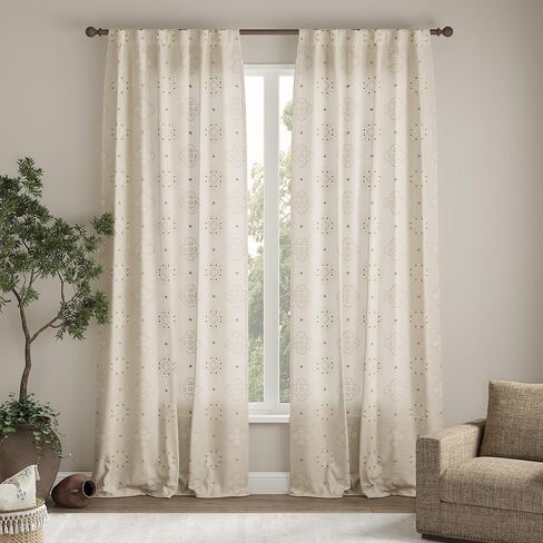 jinchan Grey Window Curtains Linen Textured Honeycomb Embroidered Design Living Room Curtain Drapes Bedroom Bronze Grommet Window Treatment Set 2 Panels 84 inch in Kuwait