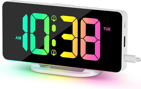 ساعة حائط رقمية، شاشة LED كبيرة مقاس 15.2 بوصة مع جهاز تحكم عن بعد، 2 ساعة منبه، التوقيت الصيفي، التعتيم التلقائي، 12/24 ساعة، مؤقت، درجة الحرارة، التاريخ واليوم، ساعة حائط مكتب مرآة حديثة لغرفة المعيشة/صالة الألعاب الرياضية/المتجر/المكتب in Kuwait