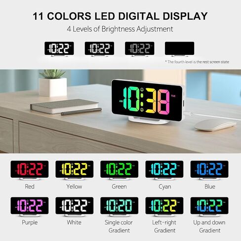 ساعة حائط رقمية، شاشة LED كبيرة مقاس 15.2 بوصة مع جهاز تحكم عن بعد، 2 ساعة منبه، التوقيت الصيفي، التعتيم التلقائي، 12/24 ساعة، مؤقت، درجة الحرارة، التاريخ واليوم، ساعة حائط مكتب مرآة حديثة لغرفة المعيشة/صالة الألعاب الرياضية/المتجر/المكتب in Kuwait