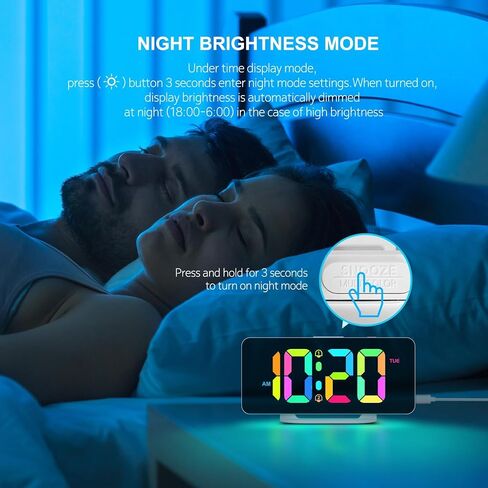 ساعة حائط رقمية، شاشة LED كبيرة مقاس 15.2 بوصة مع جهاز تحكم عن بعد، 2 ساعة منبه، التوقيت الصيفي، التعتيم التلقائي، 12/24 ساعة، مؤقت، درجة الحرارة، التاريخ واليوم، ساعة حائط مكتب مرآة حديثة لغرفة المعيشة/صالة الألعاب الرياضية/المتجر/المكتب in Kuwait