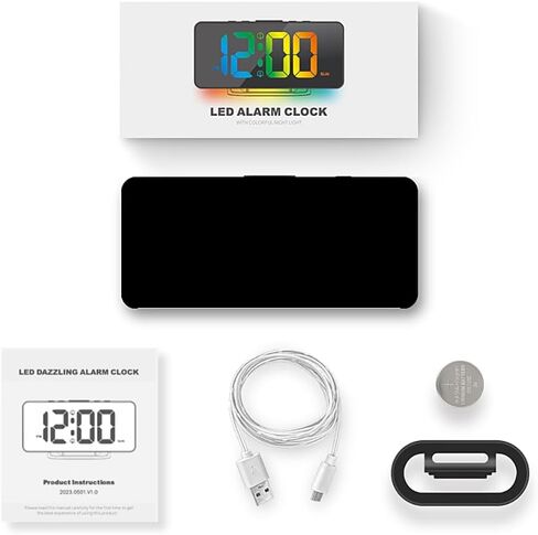 ساعة حائط رقمية، شاشة LED كبيرة مقاس 15.2 بوصة مع جهاز تحكم عن بعد، 2 ساعة منبه، التوقيت الصيفي، التعتيم التلقائي، 12/24 ساعة، مؤقت، درجة الحرارة، التاريخ واليوم، ساعة حائط مكتب مرآة حديثة لغرفة المعيشة/صالة الألعاب الرياضية/المتجر/المكتب in Kuwait