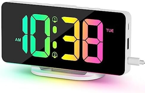 ساعة حائط رقمية، شاشة LED كبيرة مقاس 15.2 بوصة مع جهاز تحكم عن بعد، 2 ساعة منبه، التوقيت الصيفي، التعتيم التلقائي، 12/24 ساعة، مؤقت، درجة الحرارة، التاريخ واليوم، ساعة حائط مكتب مرآة حديثة لغرفة المعيشة/صالة الألعاب الرياضية/المتجر/المكتب in Kuwait