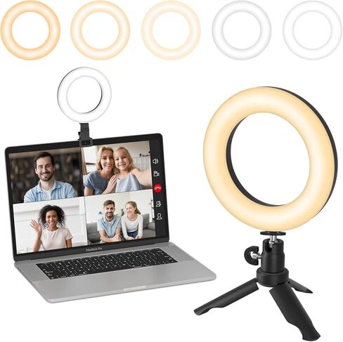 Video Conference Lighting Kit, Ring Light for Computer Laptop Monitor with Clip & Tripod Stand, 5'' Webcam Lighting for Zoom Meetings, Video Conferencing, Video Calls, Live Stream, Online Teaching in Kuwait