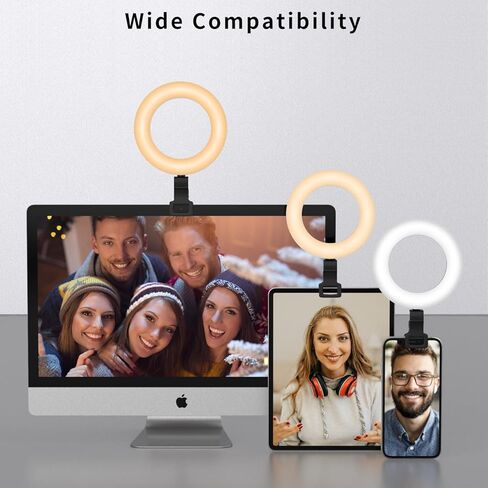 Video Conference Lighting Kit, Ring Light for Computer Laptop Monitor with Clip & Tripod Stand, 5'' Webcam Lighting for Zoom Meetings, Video Conferencing, Video Calls, Live Stream, Online Teaching in Kuwait