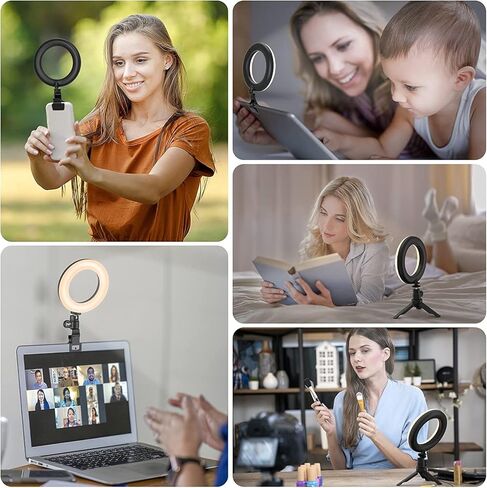 Video Conference Lighting Kit, Ring Light for Computer Laptop Monitor with Clip & Tripod Stand, 5'' Webcam Lighting for Zoom Meetings, Video Conferencing, Video Calls, Live Stream, Online Teaching in Kuwait