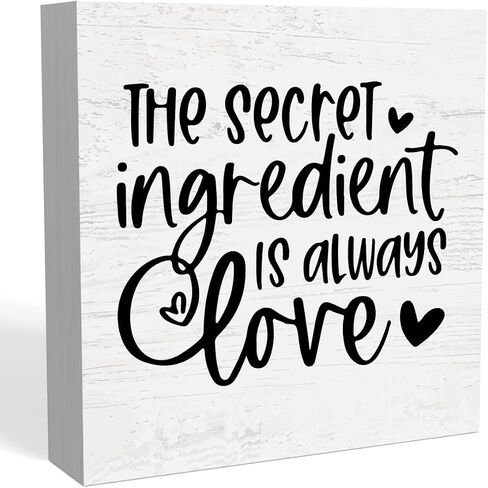 The Secret Ingredient Is Always Love Wooden Box Sign 5 X 5 Inches Rustic Funny Wood Block Sign Gift Home Farmhouse dining room Kitchen pantry Cubicle Shelf Square Desk Decor Sign in Kuwait