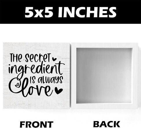 The Secret Ingredient Is Always Love Wooden Box Sign 5 X 5 Inches Rustic Funny Wood Block Sign Gift Home Farmhouse dining room Kitchen pantry Cubicle Shelf Square Desk Decor Sign in Kuwait