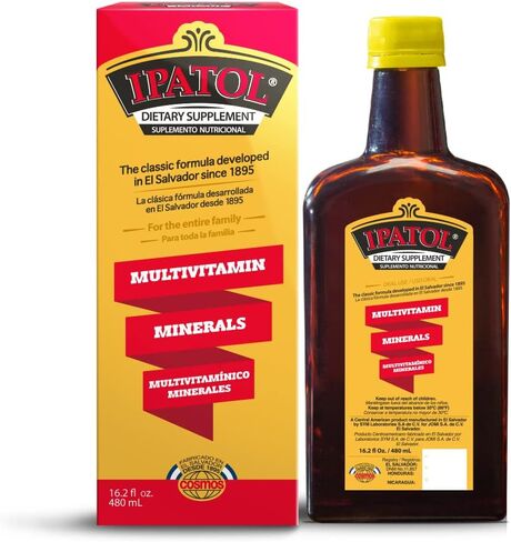 Ipatol, Multivitamin Supplement, Since 1895. Vitamin A, D, Calcium, Iron, Manganese, Sodium, Potassium. Suplemento multivitaminico, Desde 1895. Vitamina A, D, Calcio, Hierro, Etc. El Salvador in Saudi Arabia