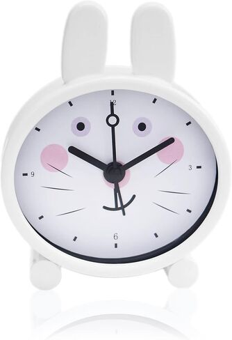 ساعة منبه AOLOX مقاس 3 بوصات بجانب السرير لتزيين الحيوانات اللطيفة وساعة صغيرة على شكل أرنب أبيض in Kuwait