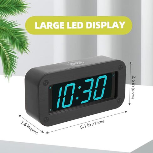 ساعة Timegyro الرقمية تعمل بالبطارية - ساعة منبه بشاشة LED لغرفة النوم، تتضمن كابل DC، سطوع قابل للتعديل، قيلولة بعد الظهر، 12/24 ساعة in Kuwait