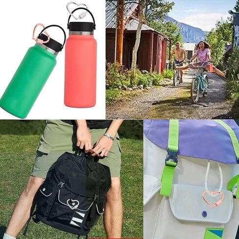 4 x 30mm Heart shape multi-function Carabiner Clip Aluminum Ring Key chain Cara Bulk Hook Pack for Camping Hiking Fishing Traveling in Kuwait