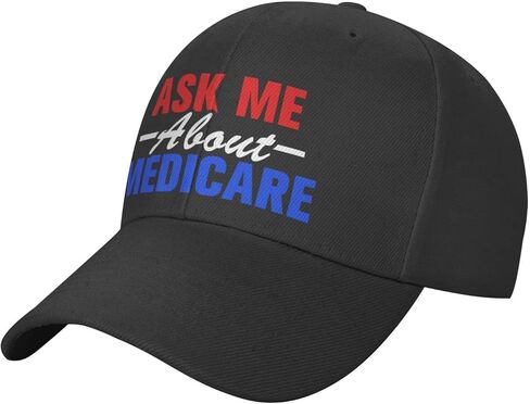 Ask Me About Medicare Peaked Cap Unisex Trucker Dad Hat Adjustable Casual Sports Sun Hat for Mens Womens Black in Kuwait