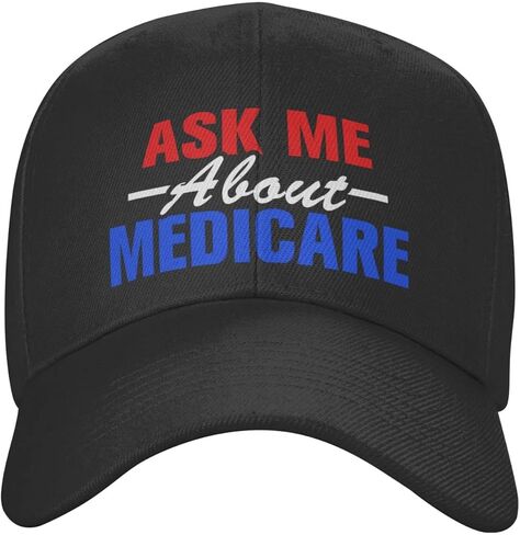 Ask Me About Medicare Peaked Cap Unisex Trucker Dad Hat Adjustable Casual Sports Sun Hat for Mens Womens Black in Kuwait