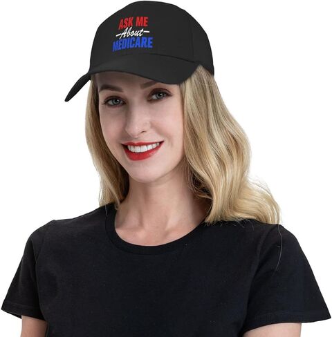 Ask Me About Medicare Peaked Cap Unisex Trucker Dad Hat Adjustable Casual Sports Sun Hat for Mens Womens Black in Kuwait
